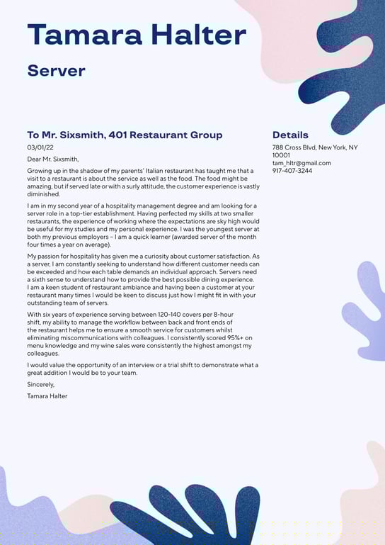 Essential Server Resume Cover Letter Examples to Elevate Your Job Application