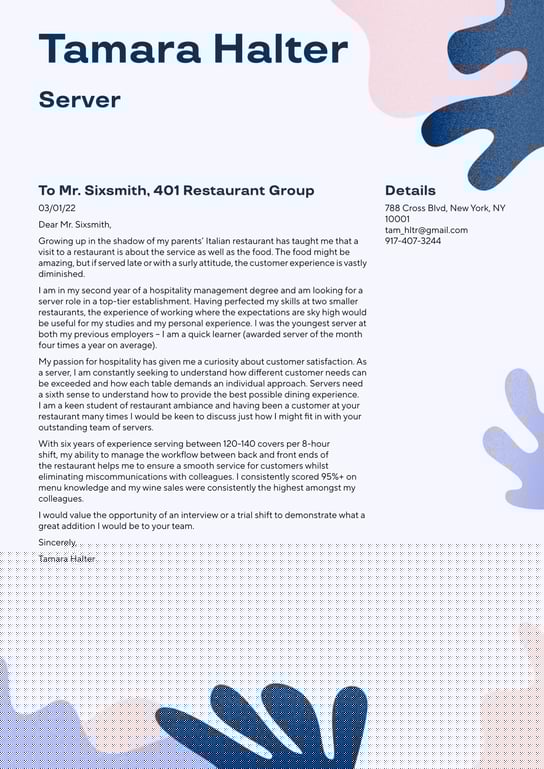 Crafting an Impactful Server Resume Cover Letter: Tips and Examples