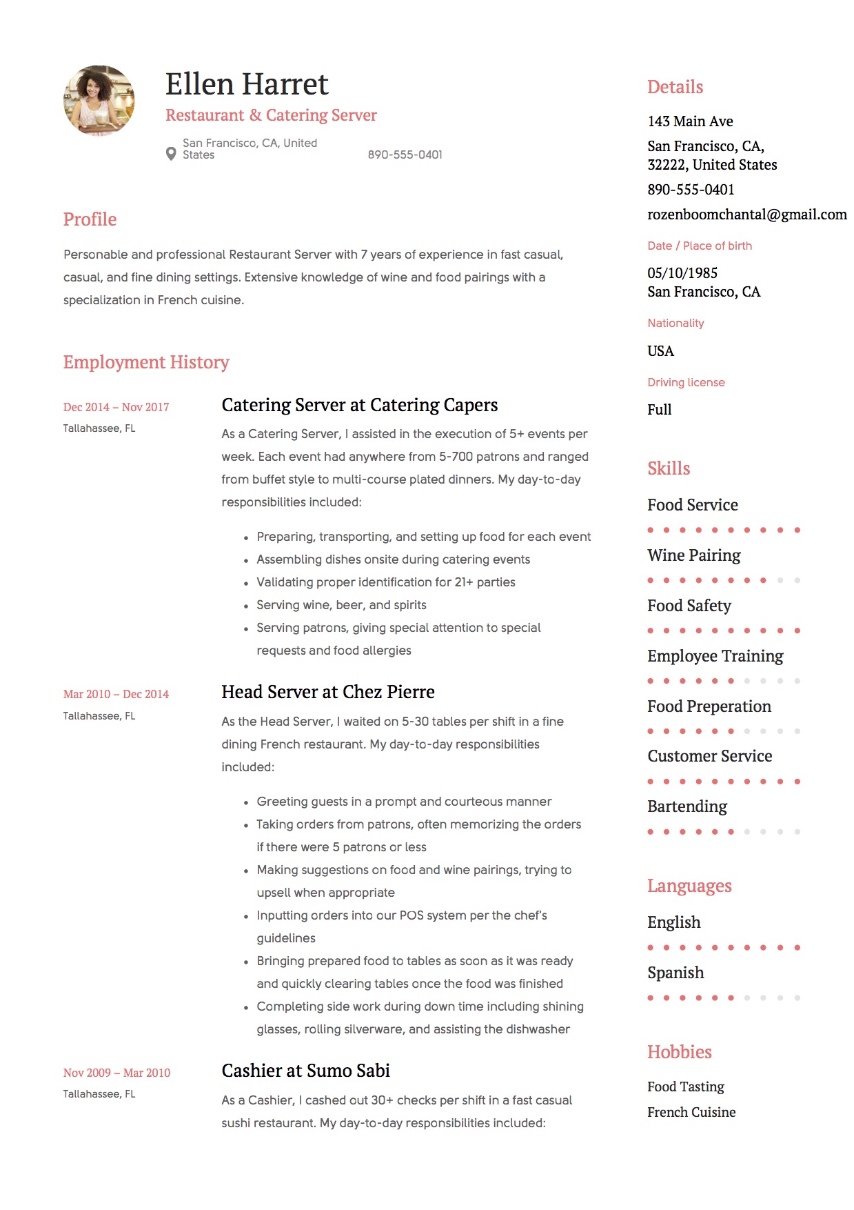 Mastering Your Job Application: A Comprehensive Server Resume Example Sample