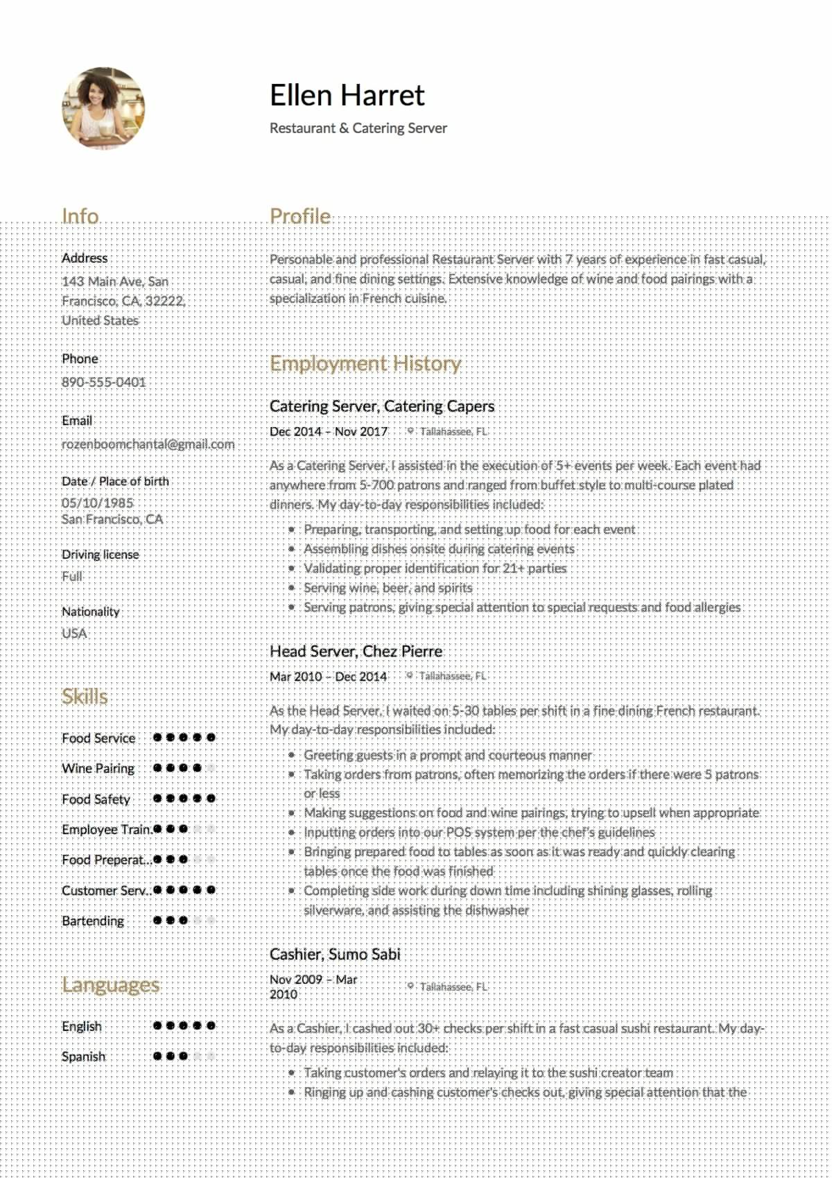 Top Server Resume Examples 2017: Crafting the Perfect Application