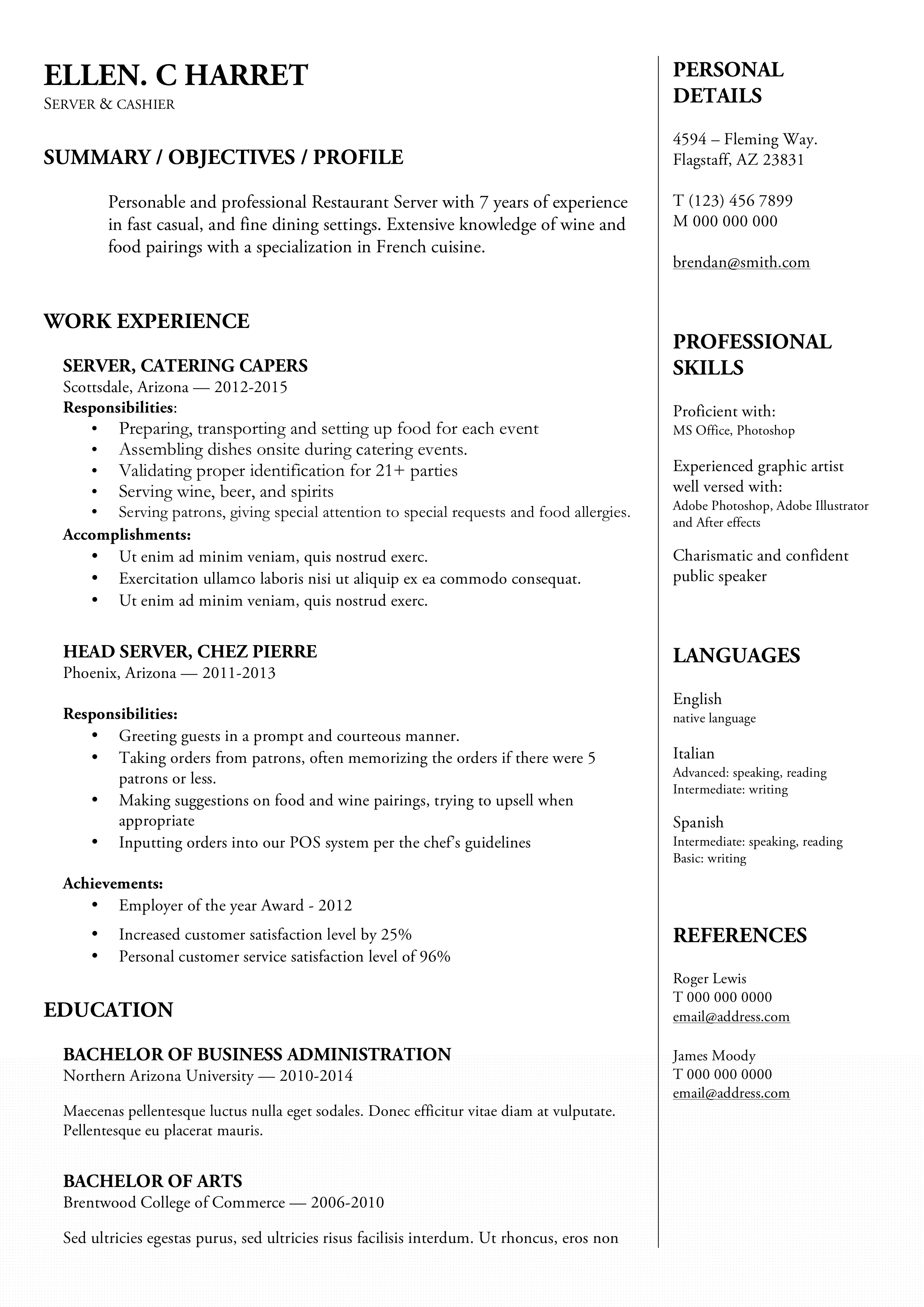 Enhance Your Job Hunt with These Server Resume Examples