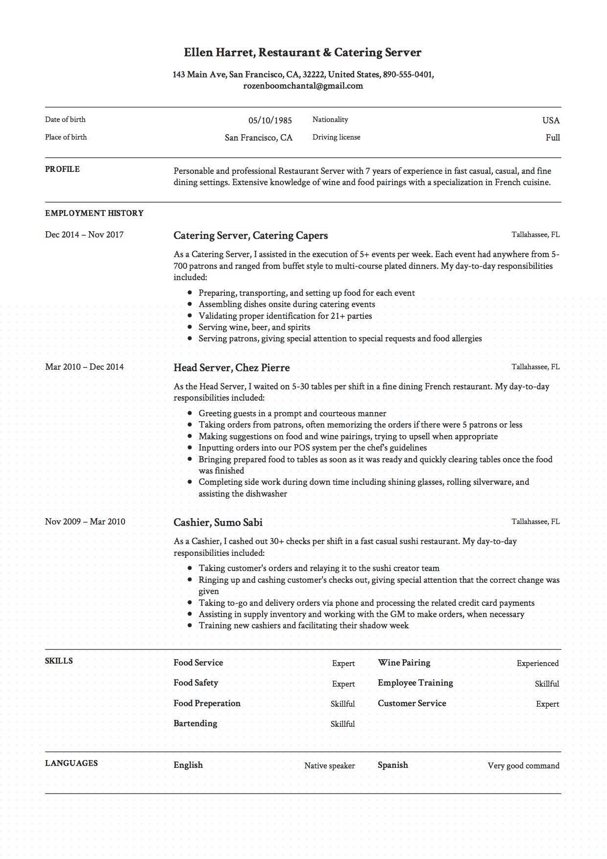 Crafting an Impressive Server Resume Form: Your Ultimate Guide to Landing the Job