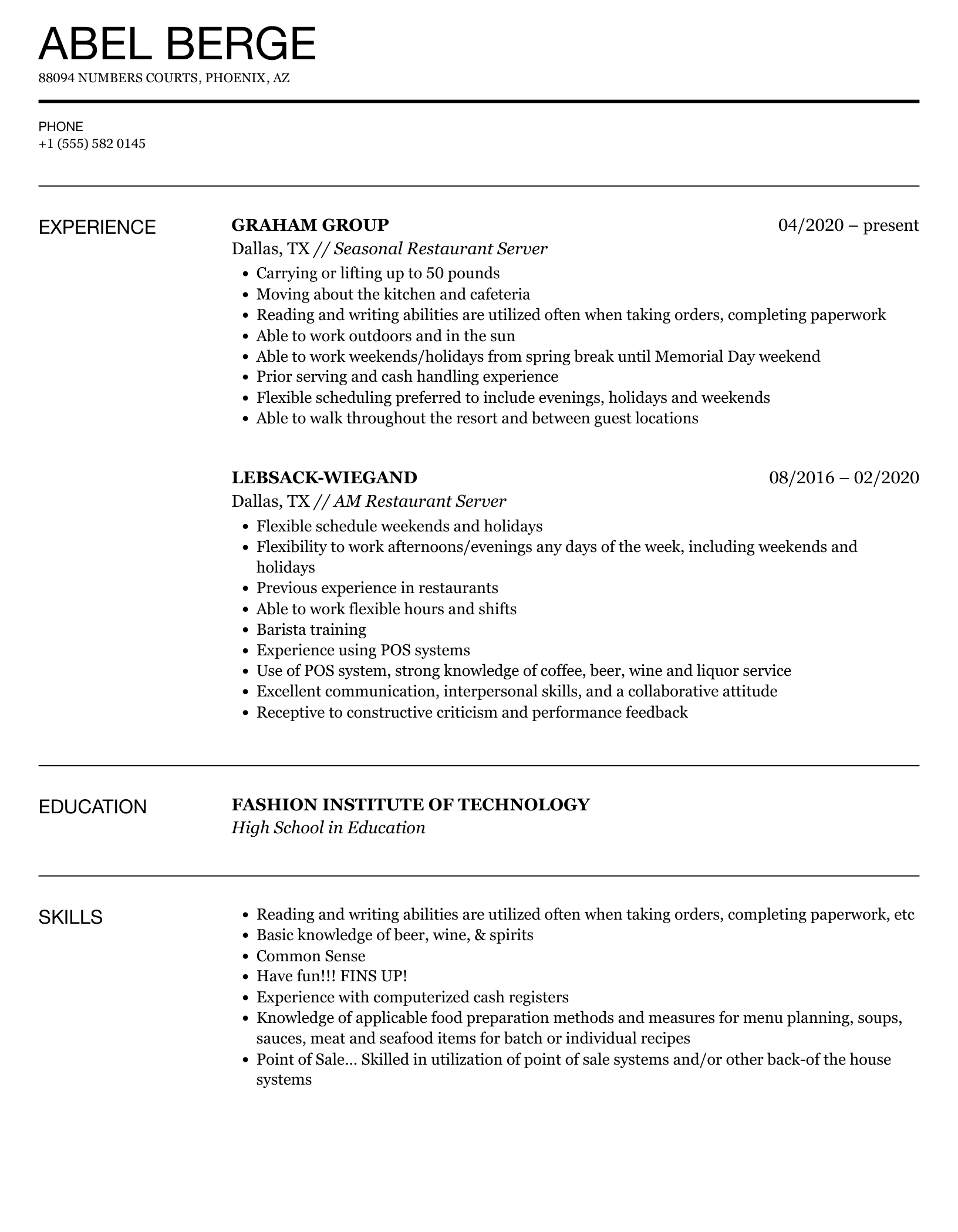 Crafting a Winning Server Resume for Your Dream Italian Restaurant