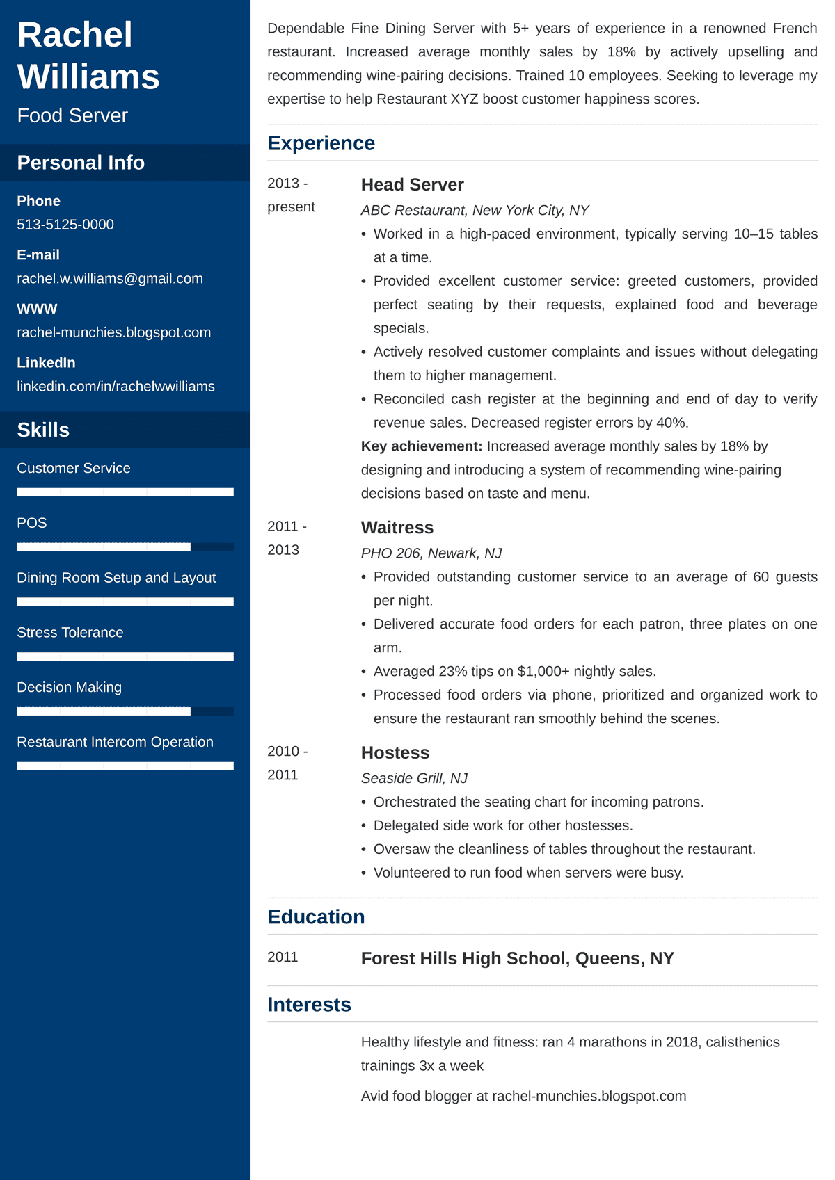 Crafting Your Perfect Server Resume: Top Server Resume Profile Examples