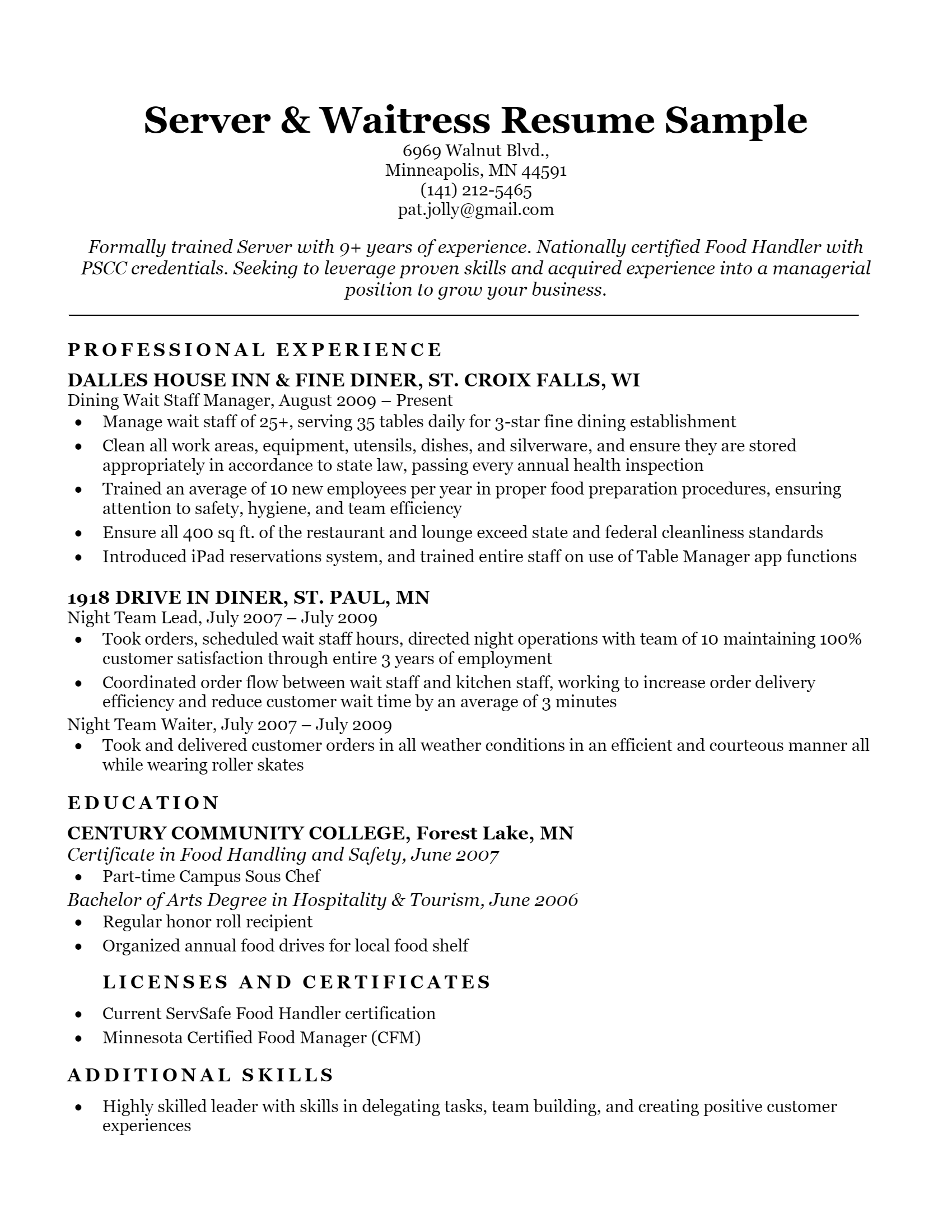Crafting the Perfect Server Resume: A Comprehensive Guide with Server Resume Template Word