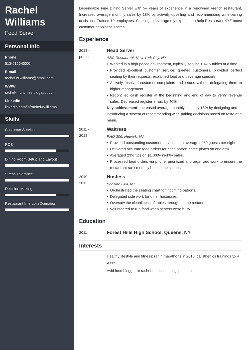 Essential Tips for Crafting a Winning Server Resume With No Experience