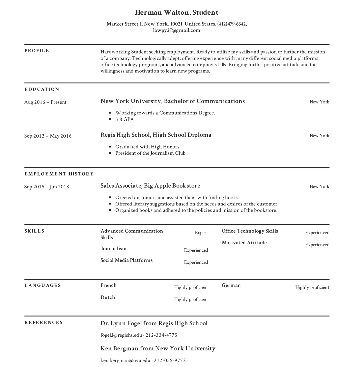 Crafting Success: A Simple Resume Template For Students