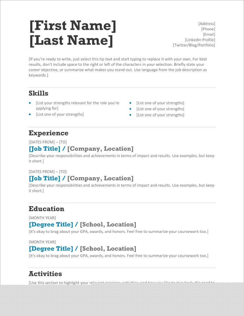 Elevate Your Job Search with Our Simple Resume Template Free Word
