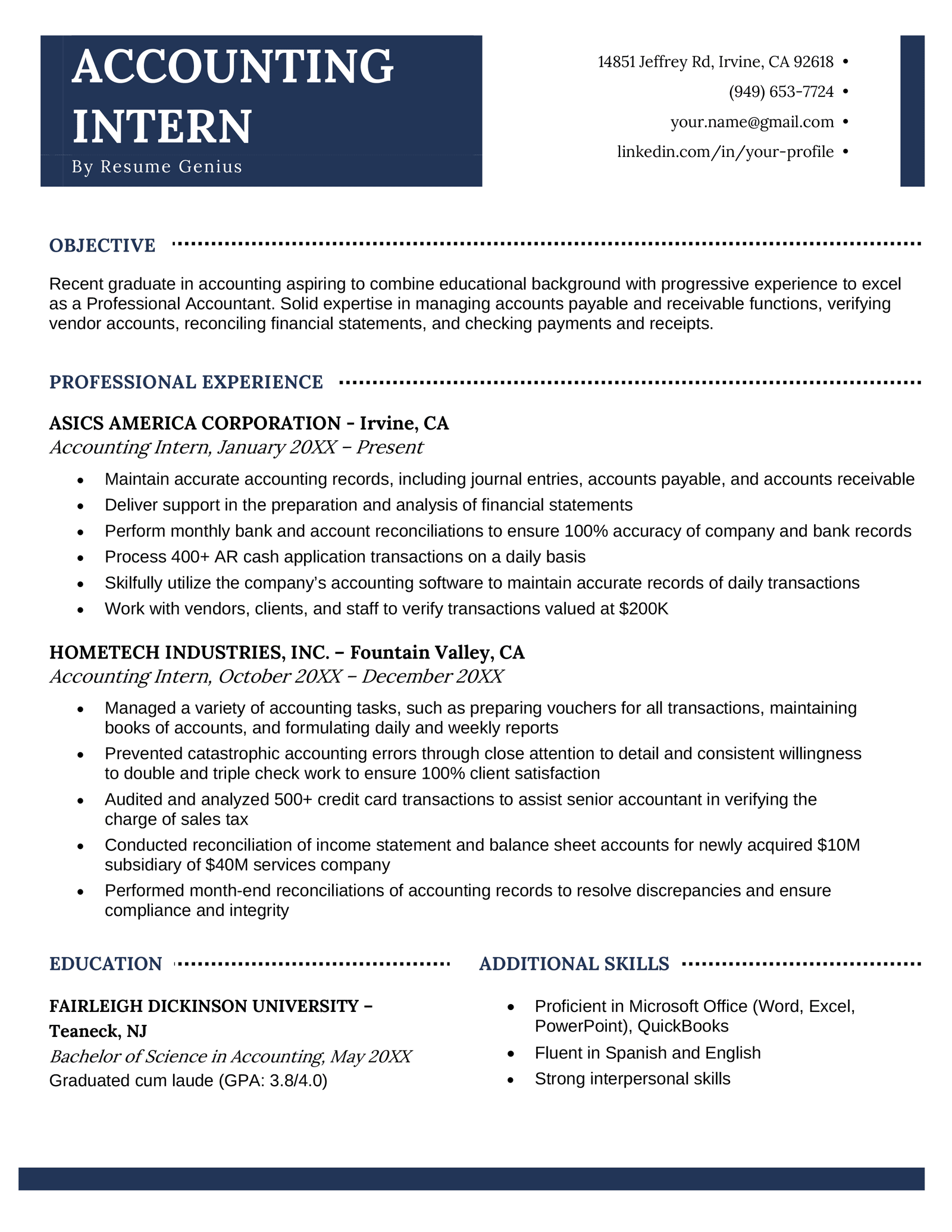 Essential Skills To Put On Accounting Internship Resume for Success