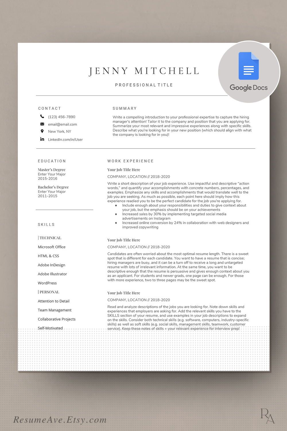 Enhance Your Job Prospects with Our Student Resume Template Google Docs