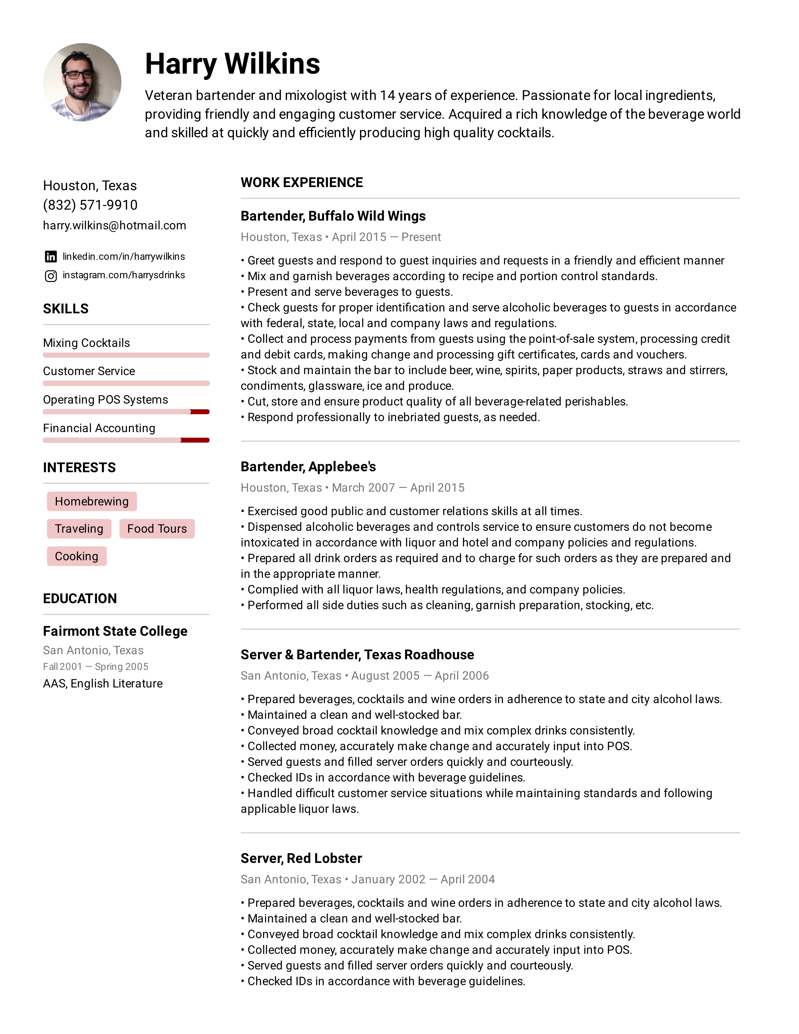 Essential Tips for Crafting an Impactful Summary For Bartender Resume