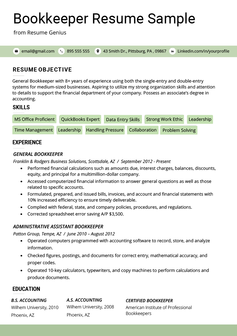 Crafting an Impressive Summary For Bookkeeper Resume: A Comprehensive Guide