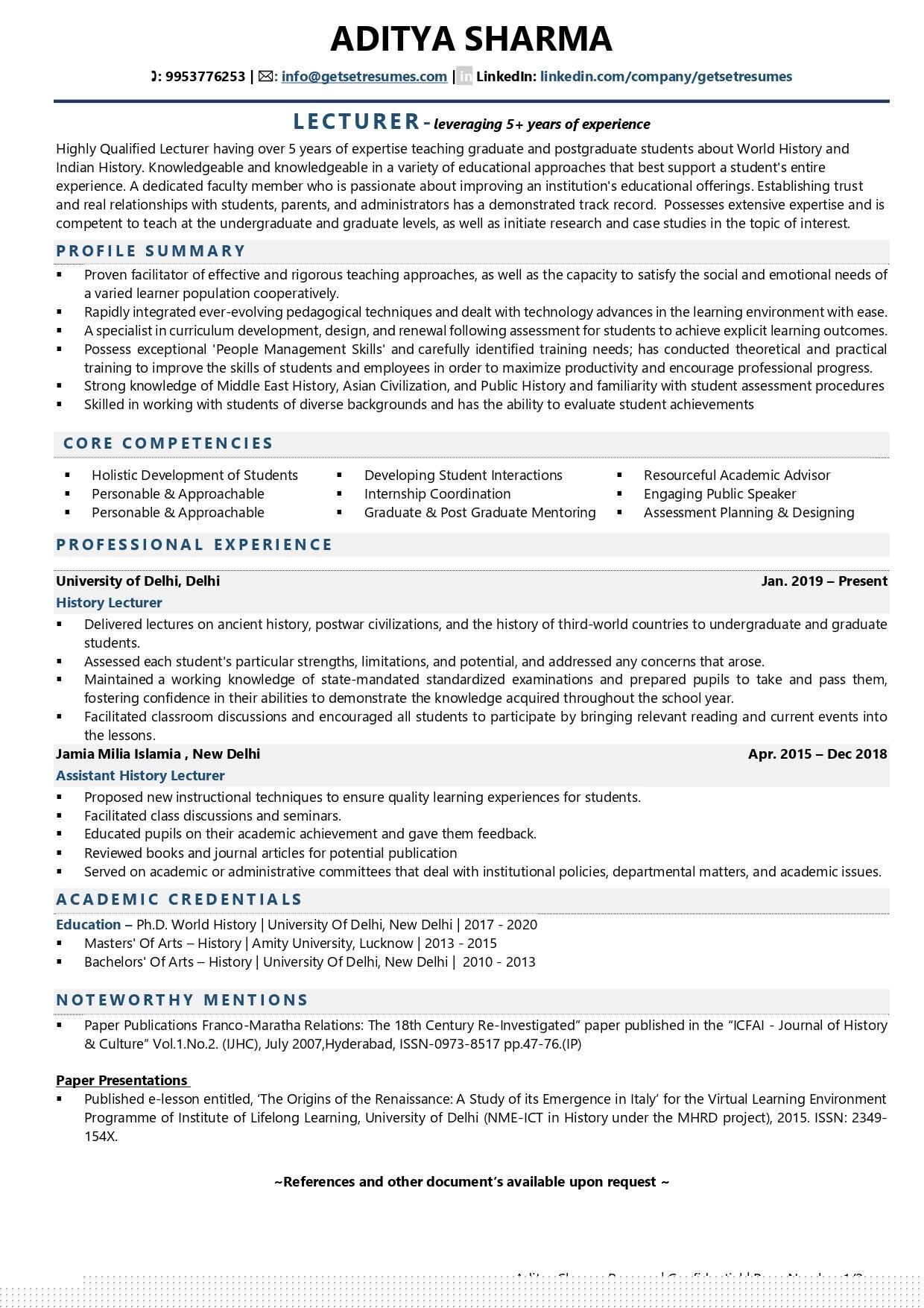 Essential Guide to Crafting a Compelling Summary For Lecturer Resume