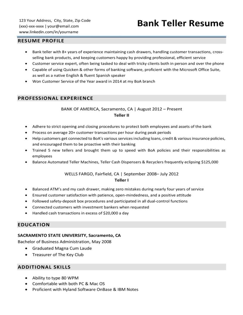Essential Tips for Crafting an Effective Summary For Resume Bank Teller