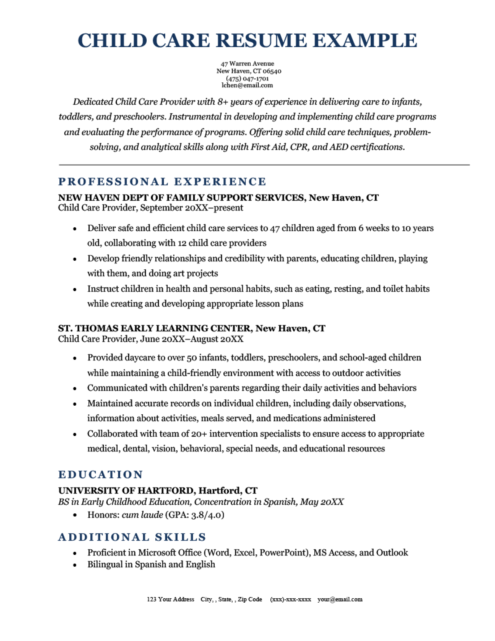 Essential Tips and Examples for Crafting an Effective Summary For Resume For Child Care