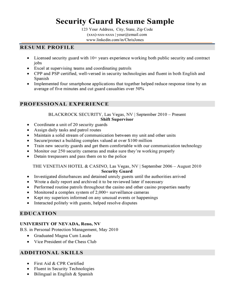 Essential Tips for Crafting a Winning Summary For Security Guard Resume