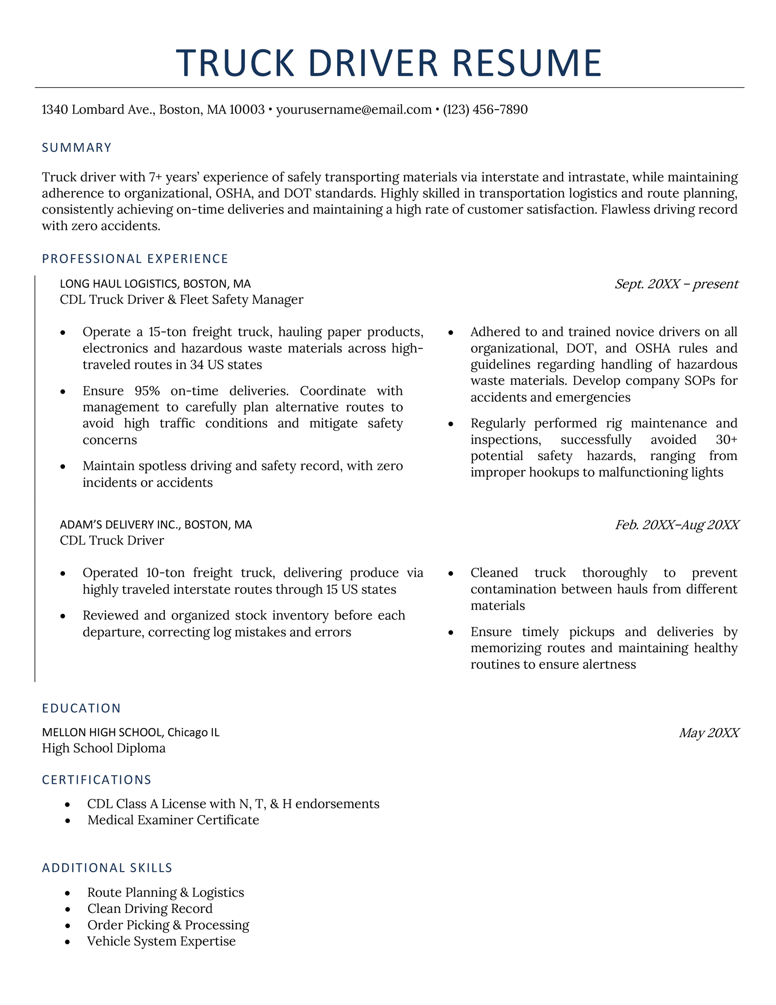 Crafting an Impressive Summary For Truck Driver Resume: Tips and Examples