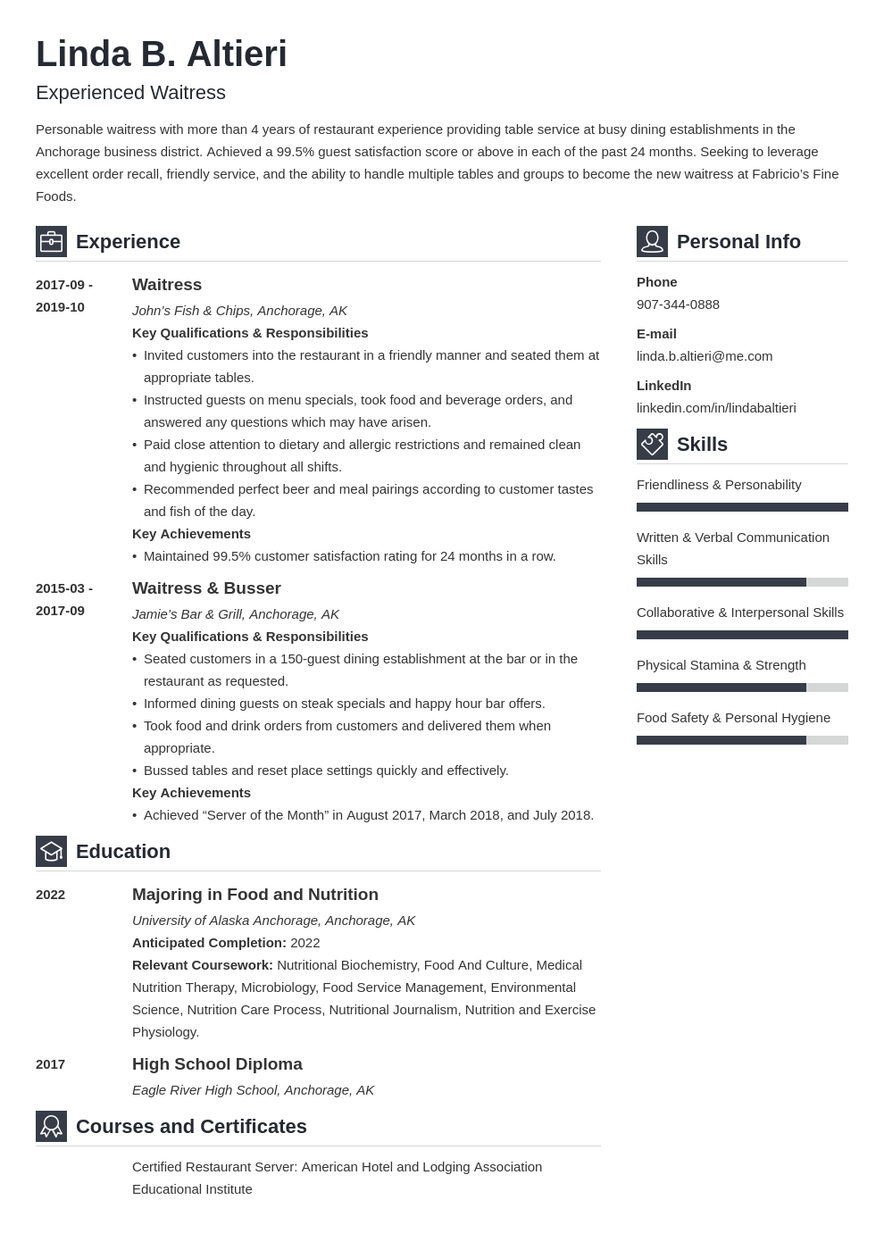 Essential Waitress Resume Skills List: Boost Your Chances of Landing the Job