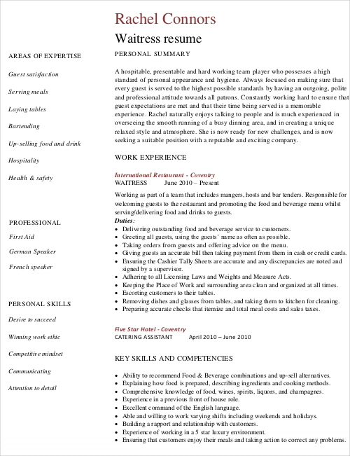 Crafting the Perfect Waitress Resume: Your Go-To Waitress Resume Template Free