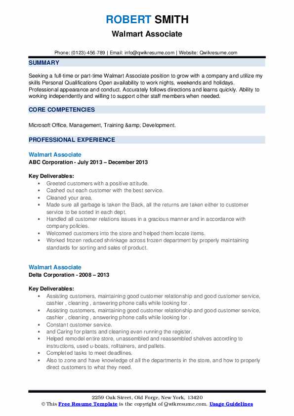 Essential Walmart Sales Associate Resume Responsibilities to Highlight for Job Success