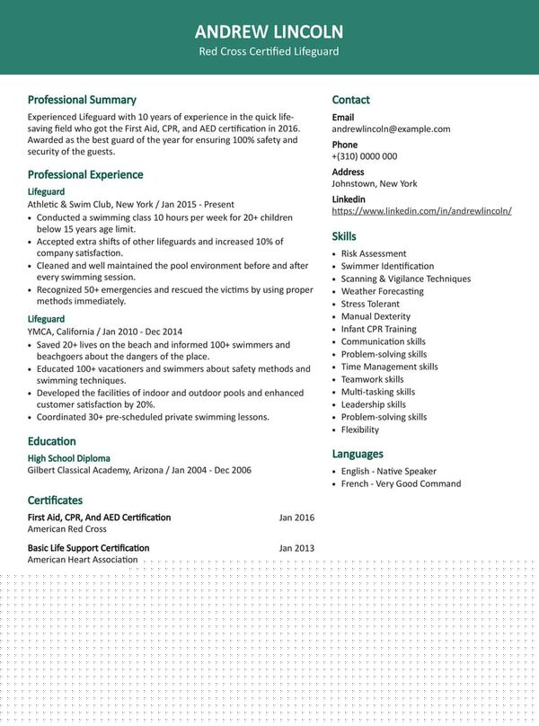 Essential Skills and Tips: What To Put On A Lifeguard Resume
